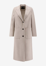 Paltò Elsa Single-Breasted Wool Coat Cream 1PDELSADOU702_Black_35065758