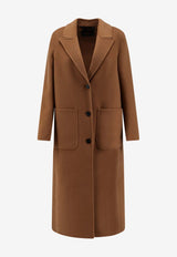 Paltò Elsa Single-Breasted Wool Coat Brown 1PDELSADOU970_Blue_35065991