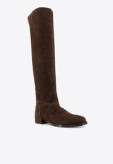 Dolce & Gabbana DG Logo Knee-High Suede Boots Brown CU1217A127580081_EBANO 1_29842152