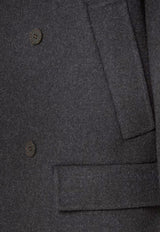 Fendi Double-Breasted Wool Coat Gray FW1415AOYAF0TY6_Grey_29850261