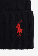 Polo Ralph Lauren Cable Knit Logo Beanie Black 449959346001_POLO BLACK_29845980