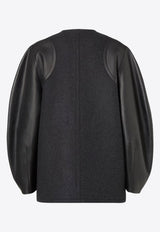 Fendi Wool and Leather Paneled Jacket Gray FJ7650AJ0KF0TAZ_Grey_29851689