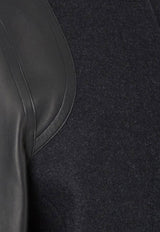 Fendi Wool and Leather Paneled Jacket Gray FJ7650AJ0KF0TAZ_Grey_29851689