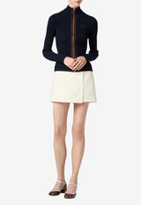 Miu Miu Ribbed Zip-Up Cardigan Navy MMF992SOOO1747_F0008