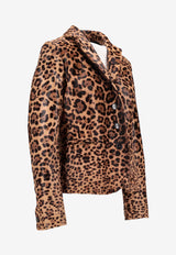 La Rose Single-Breasted Leopard Print Blazer Brown 1619_LEO