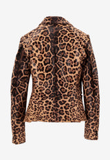 La Rose Single-Breasted Leopard Print Blazer Brown 1619_LEO