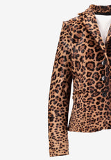 La Rose Single-Breasted Leopard Print Blazer Brown 1619_LEO