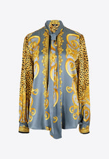 Versace Cheetah Foulard Print Silk Shirt Multicolor 10216371A162625E700_Light Grey+Elephant Grey_30005385