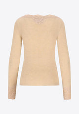 Valentino Cashmere Sweater with Lace Inserts Pink 7B0KC68M9QTDPT_ALABASTER/ROSE DUST_30005063
