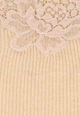 Valentino Cashmere Sweater with Lace Inserts Pink 7B0KC68M9QTDPT_ALABASTER/ROSE DUST_30005063