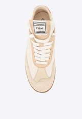 Chloé Kick Leather and Suede Low-Top Sneakers Beige CHC25U07ISL6H1_White_29844575