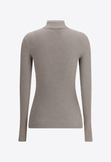 Brunello Cucinelli Half-Zip Ribbed Knit Sweater Taupe M41844604C9729_SMOKEY TAUPE_34275701
