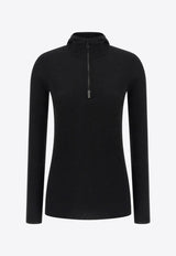 Brunello Cucinelli Half-Zip Ribbed Knit Sweater Black M41844609C101_Black_34275583