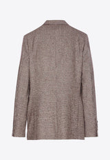 Brunello Cucinelli Houndstooth Wool Blend Single-Breasted Blazer Brown MV4047BTDKC007_Brown_34275609