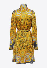 Versace Cheetah Foulard Print Mini Silk Shirt Dress Multicolor 10217711A162625E700_Light Grey+Elephant Grey_30005215