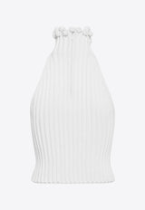 Alaïa Knit High-Neck Cropped Top White AA9H1347K107B0_White_30005123