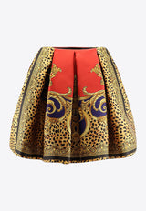 Versace Cheetah Barocco Mini Silk Duchesse Skirt Multicolor 10219881A162475R730_Scarle+Ultramarine_30004994