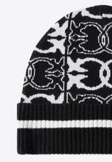 PINKO Jacquard Logo Beanie Black 105991A2YO_ZZ2