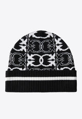 PINKO Jacquard Logo Beanie Black 105991A2YO_ZZ2