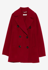 S Max Mara Caban Double-Breasted Wool Short Coat Red 2529086011600CABAN_054