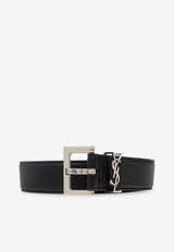 Saint Laurent Cassandre Belt in Calf Leather Black 634440AAC8A_1000