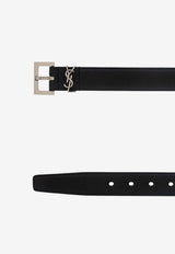 Saint Laurent Cassandre Belt in Calf Leather Black 634440AAC8A_1000