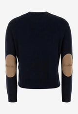 S Max Mara Knitted Cropped Sweater with Elbow Patches Navy 2529366091600ECO_006