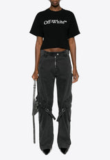 Off-White Logo Bookish Cropped T-shirt Black OWAA090C99JER004_1001