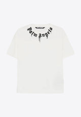 Palm Angels Neck Logo Printed T-shirt White PMAA109F25JER009_0310