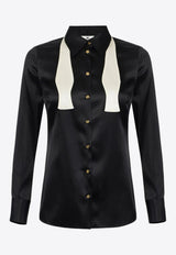 Elisabetta Franchi Satin Shirt with Bow-Tie Black CA10756E2_EF3