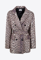 P.A.R.O.S.H Double-Breasted Leopard Print Belted Jacket Multicolor D431799PUPIL_808