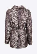 P.A.R.O.S.H Double-Breasted Leopard Print Belted Jacket Multicolor D431799PUPIL_808