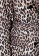 P.A.R.O.S.H Double-Breasted Leopard Print Belted Jacket Multicolor D431799PUPIL_808