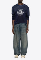 Maison Margiela Football Print Long-Sleeved T-shirt Blue S50GC0719M20129_478