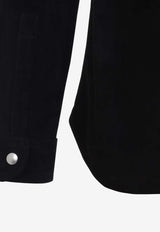 Rick Owens Long-Sleeved Suede Overshirt Black RU02E1744LCS_09