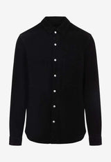 Rick Owens Long-Sleeved Suede Overshirt Black RU02E1744LCS_09