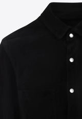 Rick Owens Long-Sleeved Suede Overshirt Black RU02E1744LCS_09