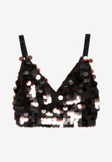 P.A.R.O.S.H Sequin Embellished Top Brown D311676GOO_086