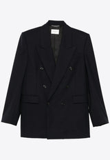 Saint Laurent Wool Double-Breasted Blazer Navy 835102Y5K32_4140