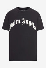 Palm Angels Curved Logo Print T-shirt Black PMAA109F25JER003_1003