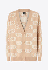 PINKO Love Birds Intarsia Knit Cardigan Beige 106042A2YD_C4Z