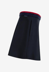 Moncler Pleated Mini Skirt with Braided Trim Navy K20932D00004598OP_778