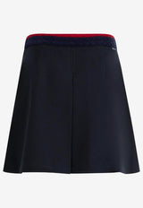 Moncler Pleated Mini Skirt with Braided Trim Navy K20932D00004598OP_778