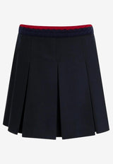 Moncler Pleated Mini Skirt with Braided Trim Navy K20932D00004598OP_778