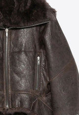 Rick Owens Shearling Zip-Up Exploder Jacket Brown RP02E4722LSHTR_78