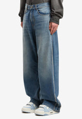 Palm Angels Curved Logo Wide-Leg Faded Jeans Blue PMYA049S25DEN002_4040