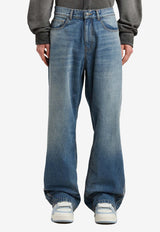 Palm Angels Curved Logo Wide-Leg Faded Jeans Blue PMYA049S25DEN002_4040