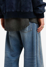 Palm Angels Curved Logo Wide-Leg Faded Jeans Blue PMYA049S25DEN002_4040