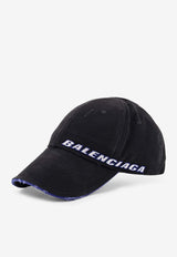 Balenciaga Distressed Logo Baseball Cap Black 854036410B21000_Black_30893729