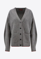 Gucci V-neck Wool Cardigan Gray 835979XKEX61073_DUSTY DARK GREY/MC_29850551